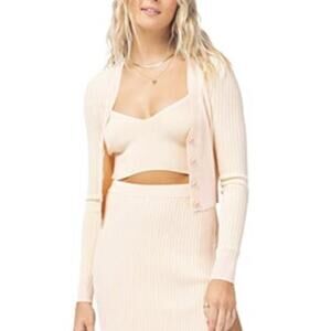 L*Space Two-Tone Rib Sundown Cardigan in Rose Quartz/Mellow Yellow NWOT Small